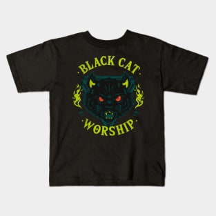 Black Cat Worship Kids T-Shirt